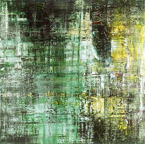 Gerhard Richter (tedesco) con i suoi musicali pannelli a olio dedicati a Cage