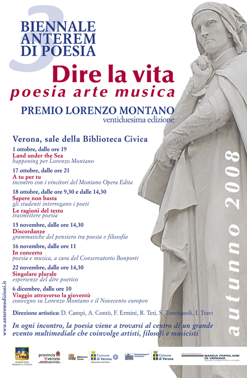 Manifesto Biennale Anterem di Poesia - Dire la vita - poesia arte musica - Premio Lorenzo Montano