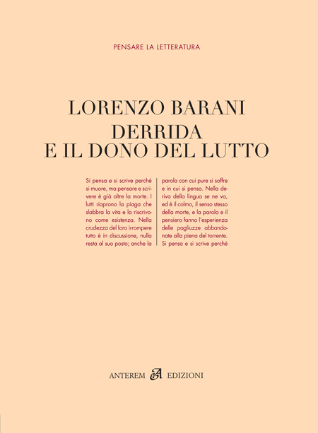 LORENZO BARANI DERRIDA E IL DONO DEL LUTTO