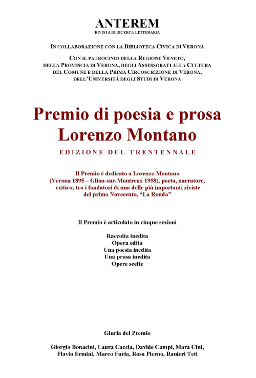 Premio Lorenzo Montano – Edizione del trentennale