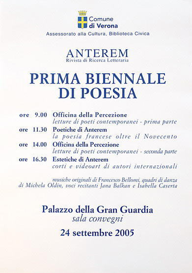 Manifesto Biennale Verona Poesia: Locandina della manifestazione