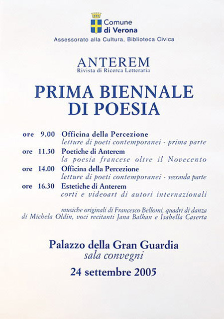 Manifesto Biennale Verona Poesia I edizione