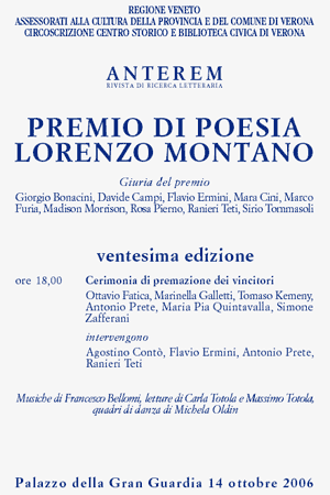 Manifesto della XX edizione del Premio Lorenzo Montano