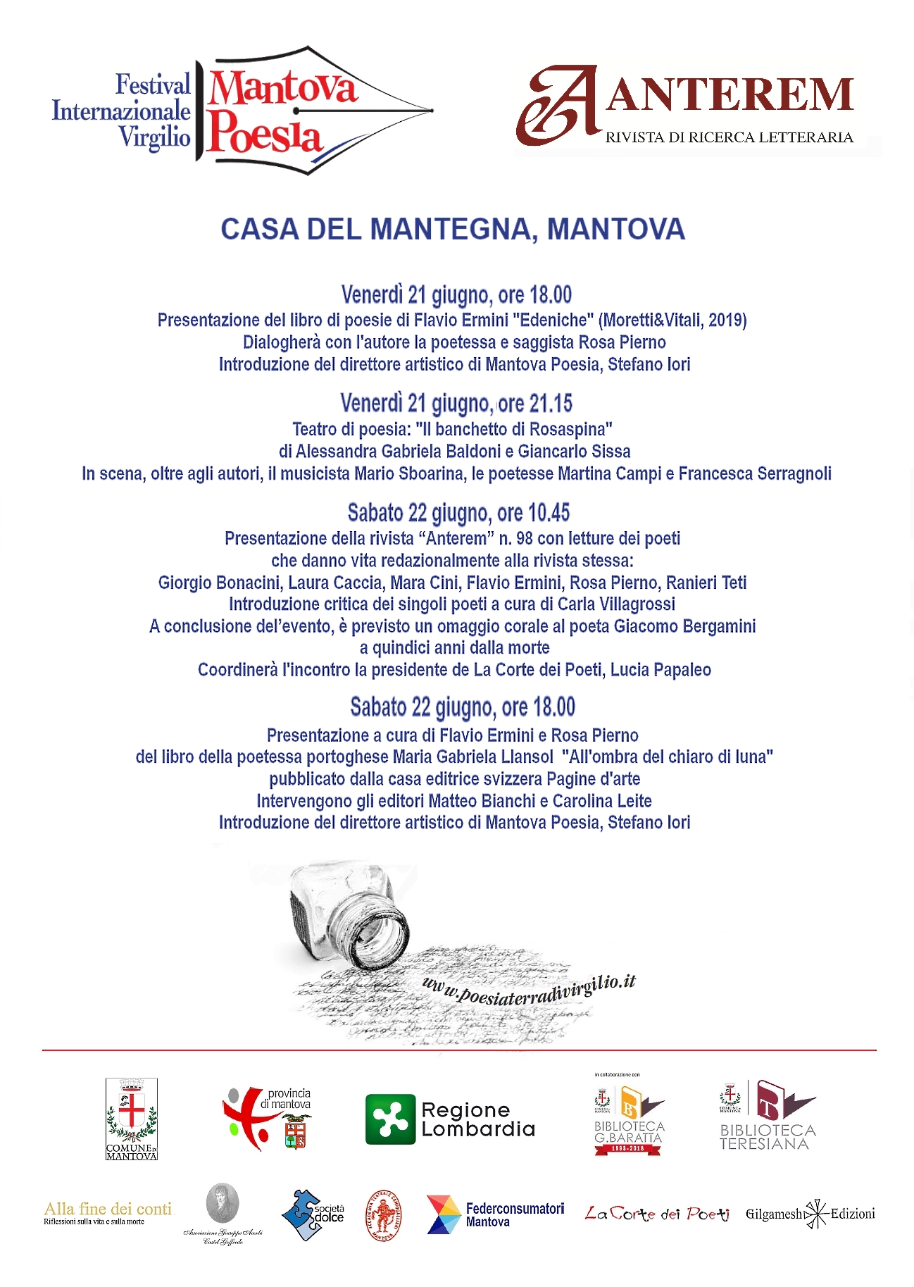 Mantova Poesia 2019 - Eventi conclusivi - 21 e 22 giugno